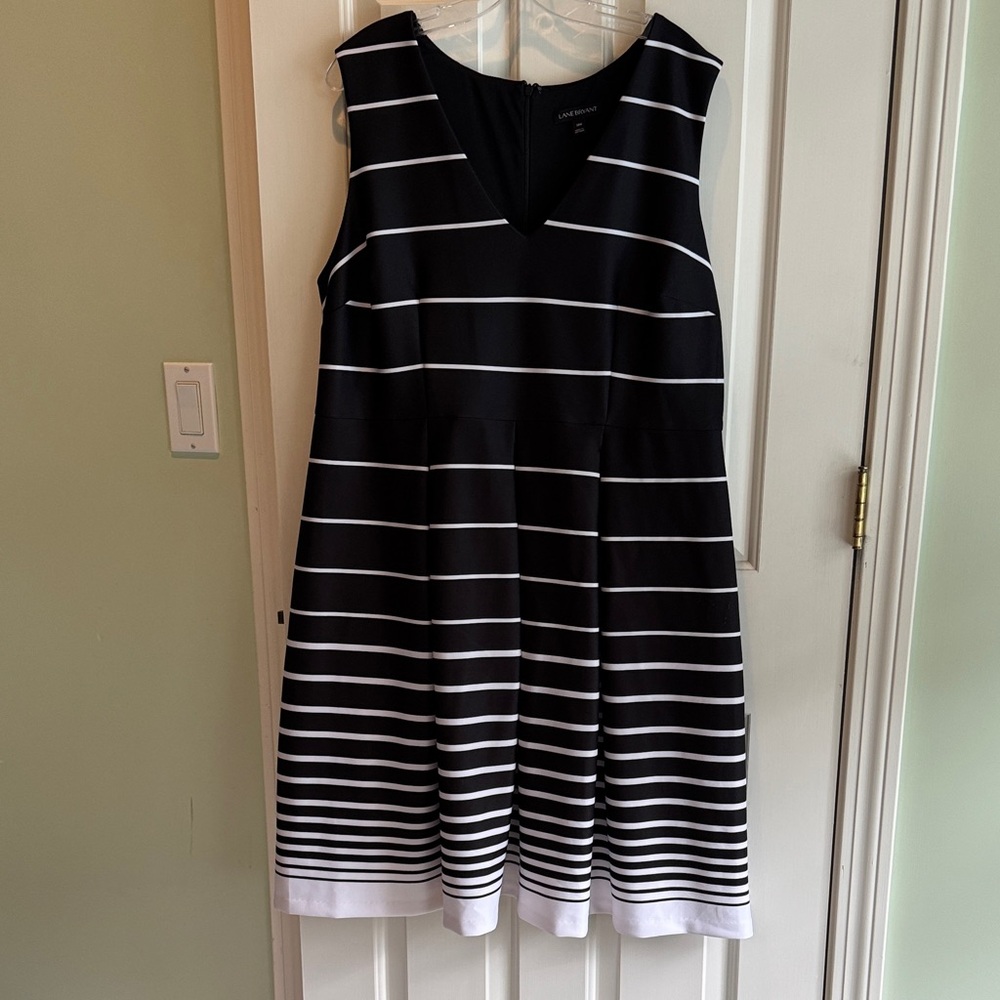 Lane Bryant Black and White Striped Midi Dress